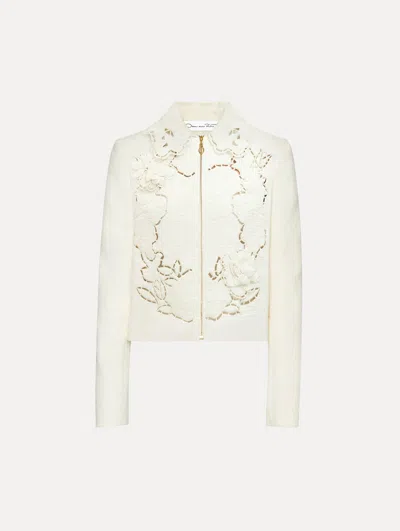 Oscar De La Renta English Rose Cutout Tweed Jacket In Neutral