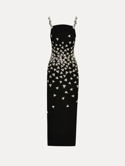 Oscar De La Renta Crystal Triangle Embellished Cocktail Dress In Black