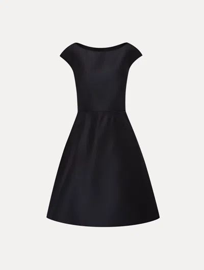Oscar De La Renta Cap Sleeve Ruffle Back Dress