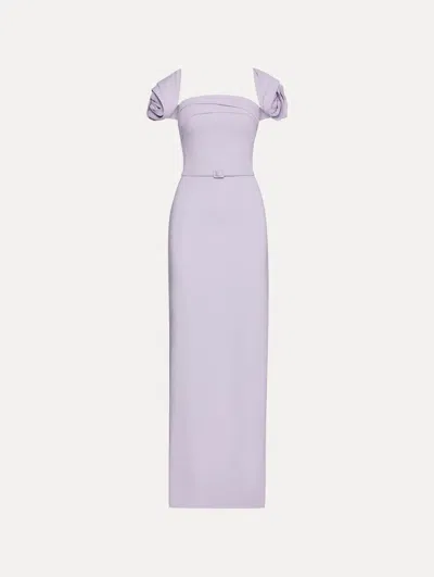 Oscar De La Renta Rosette Sleeve Column Gown