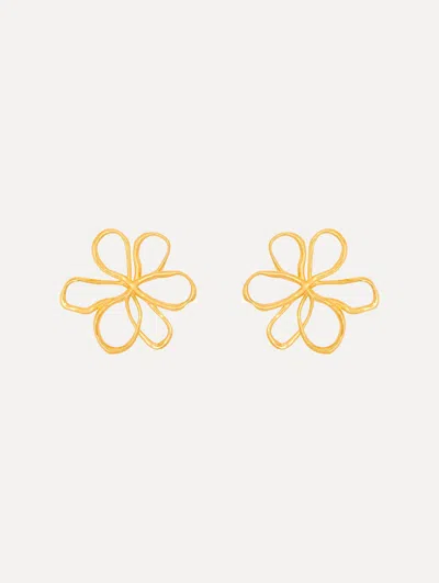 Oscar De La Renta Small Threaded Flower Earrings