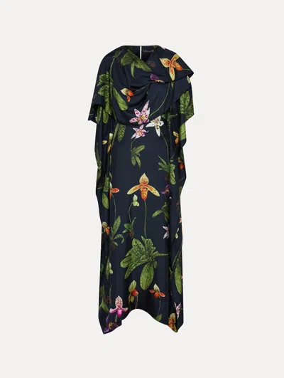 Oscar De La Renta Orchid Silk Twill Caftan