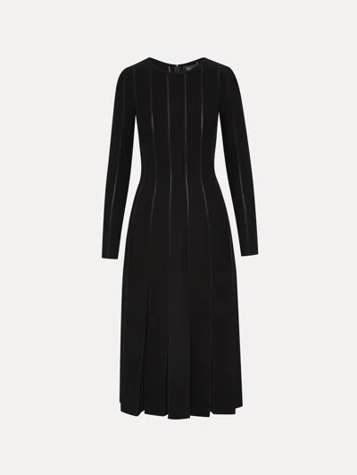 Oscar De La Renta Pleated Inset Knit Dress