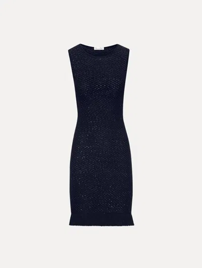 Oscar De La Renta Sequin-embellished Sleeveless Tweed Dress