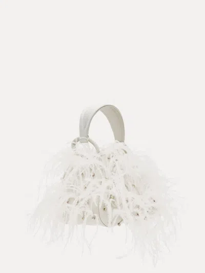 Oscar De La Renta Nano Ostrich Feather O Handle Bag