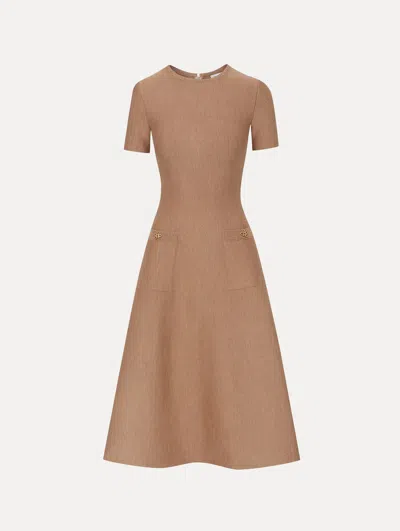 Oscar De La Renta O Flower Knit Midi Dress
