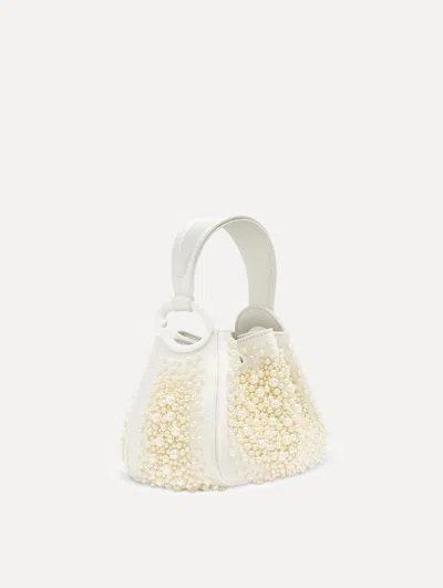 Oscar De La Renta Nano Pearl Embroidered O Handle Bag