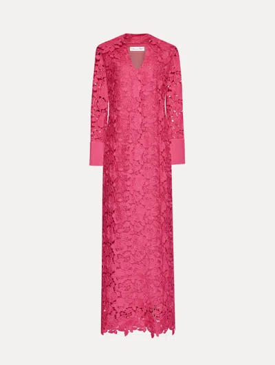 Oscar De La Renta English Rose Guipure Long Sleeve Gown
