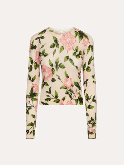 Oscar De La Renta English Rose Printed Pullover In Multi