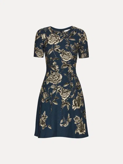 Oscar De La Renta Rose-print Jacquard Mini Dress