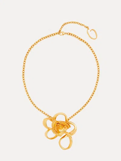 Oscar De La Renta Geometric Rose Pendant Necklace
