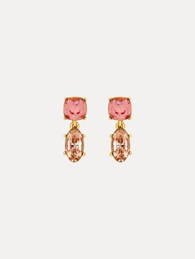 Oscar De La Renta Double Crystal Drop Earrings