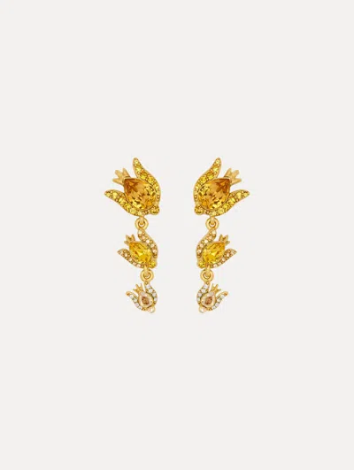 Oscar De La Renta Crystal Rose Drop Earrings