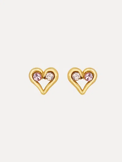 Oscar De La Renta Crystal Heart Earrings