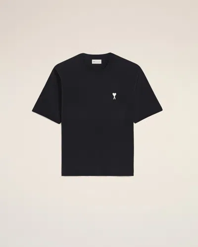 Ami Alexandre Mattiussi Black T-shirt Ami De Coeur And "place Des Victoires" Print On The Back Black