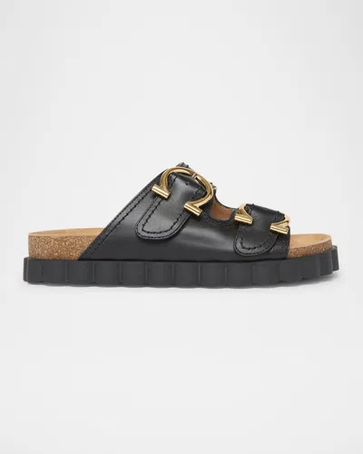 Ferragamo Kapalua Gancino Buckles Sporty Slide Sandals