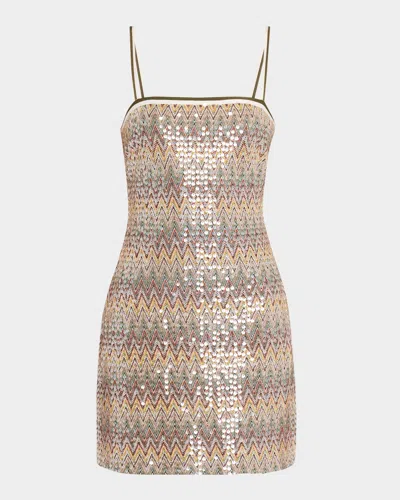 Ramy Brook Ivanna Sequined Chevron Mini Dress In Multi