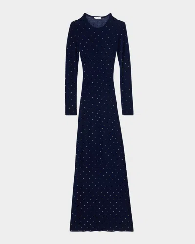 Rabanne Studded Long-sleeve Wool Maxi Dress