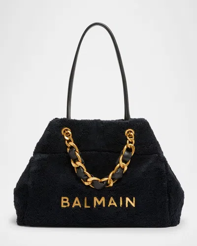 Balmain 1945 Soft Tote Bag In Terry Cloth