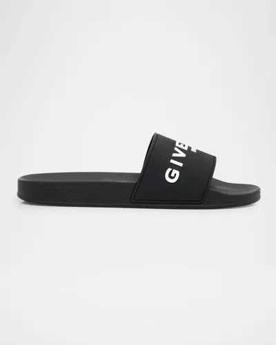 Givenchy Men's Leather Logo Slide Sandals
