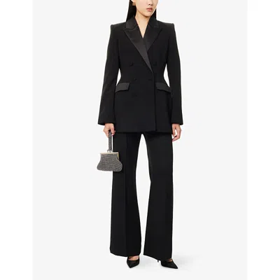 Nadine Merabi Womens Black Monica Satin-trim Woven Blazer In Black