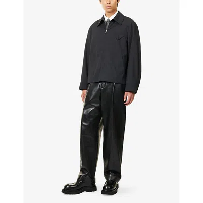 Bottega Veneta Mens Charcoal Melange Blouson Relaxed-fit Cotton Blend Jacket In Black