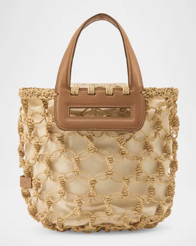 Helen Kaminski Women's Belize Leather Trimmed Macramé Raffia Tote