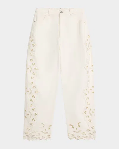 Sea Cavina Embroidered Crop Barrel Jeans