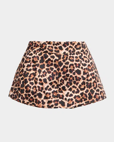 Marques' Almeida Leopard-print Satin Mini Skort In Multi
