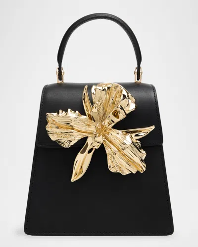 Cult Gaia Emilia Flower-embellished Leather Top-handle Bag