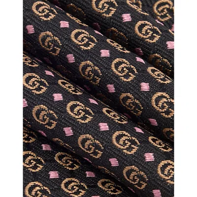 Gucci Mens Dark Brown/pink Dottola Logo-pattern Silk Tie