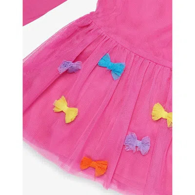 Stella Mccartney Fuchsia Bow-appliqué Woven Dress 12-36 In Pink