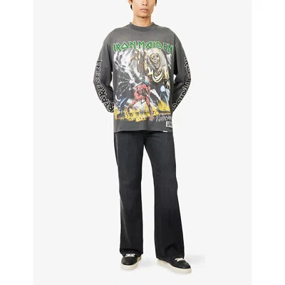 Represent Mens Sunfade Grey  X Iron Maiden Relaxed-fit Cotton T-shirt In Gray
