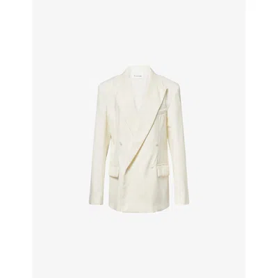 The Frankie Shop Womens Off White Newark Double-breasted Wool-blend Blazer