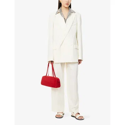 The Frankie Shop Womens Off White Newark Double-breasted Wool-blend Blazer