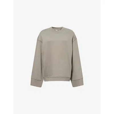 The Frankie Shop Womens Light Khaki Talia Relaxed Cotton-modal Sweatshirt In Gray