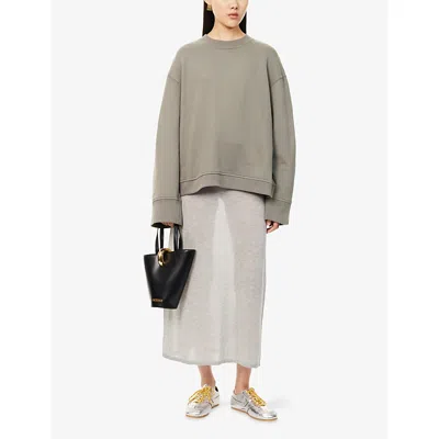 The Frankie Shop Womens Light Khaki Talia Relaxed Cotton-modal Sweatshirt In Gray