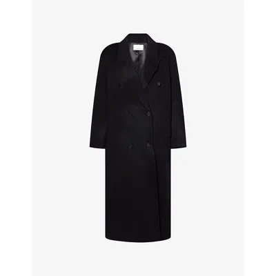 The Frankie Shop Womens Black Gaia Double-breasted Wool-blend Coat