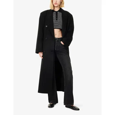 The Frankie Shop Womens Black Gaia Double-breasted Wool-blend Coat