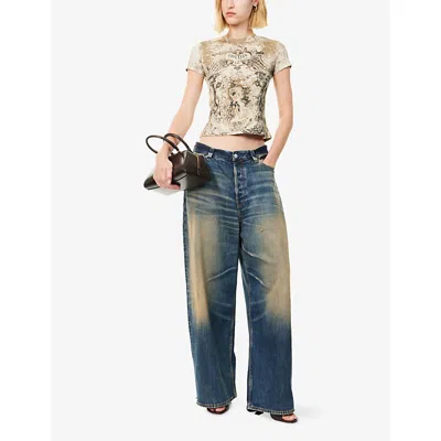 Jean Paul Gaultier Womens Lightbeige/taupe Printed Ribbed Stretch-cotton T-shirt