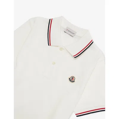Moncler Natural Brand-badge Cotton-jersey Polo Shirt 4- In White
