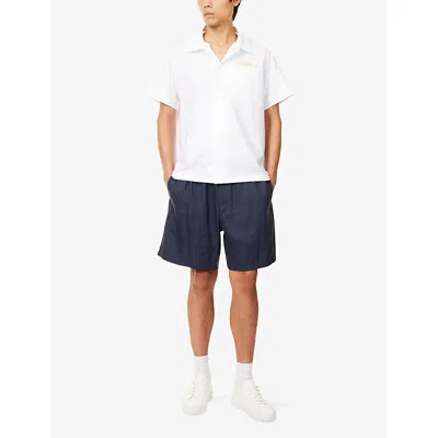 Moncler Genius Navy Moncler X Gilga Farm By Donald Glover Linen-blend Shorts In Blue