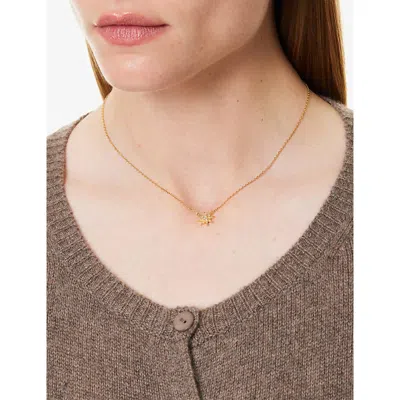 Oma The Label Womens Owen 18ct Gold-plated Sterling-silver And Cubic Zirconia Pendant Necklace