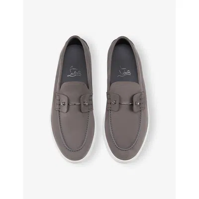 Christian Louboutin Mens Smoky/lin Smoky Chambeliboat Leather Boat Shoes Eur 44.5 / 10.5 Uk