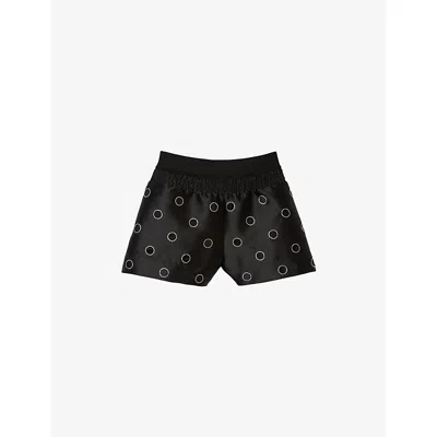 Sandro Womens Black Rhinestone-embellished Cut-out Woven Shorts In Black