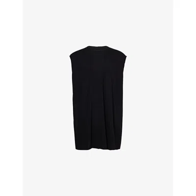 Rick Owens Mens Black Splintered Tarp Relaxed-fit Woven Top