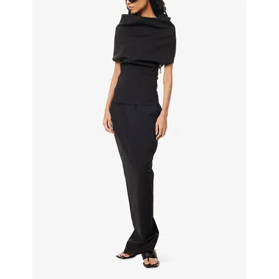 Rick Owens Womens Black Soft Pillar Stretch-wool Blend Maxi Skirt In Black