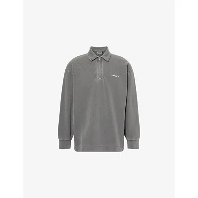 Carhartt Embroidered Script Sweatshirt Ribbed Cuffs In Gray