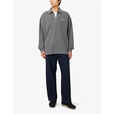 Carhartt Embroidered Script Sweatshirt Ribbed Cuffs In Gray