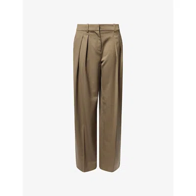 The Frankie Shop Womens Khaki Daytona Pleated Wool Trousers